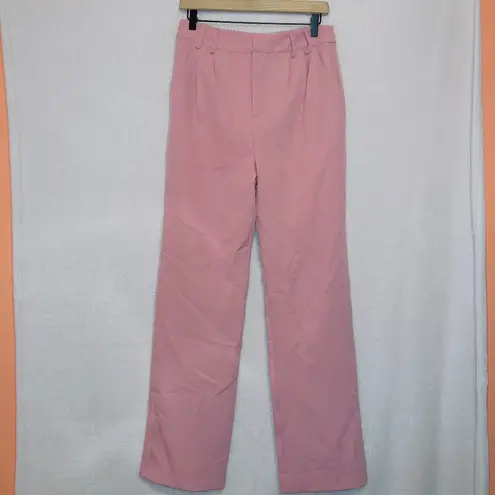 Blush Boutique  Pink High Waisted Straight Leg Barbiecore Trouser Pants