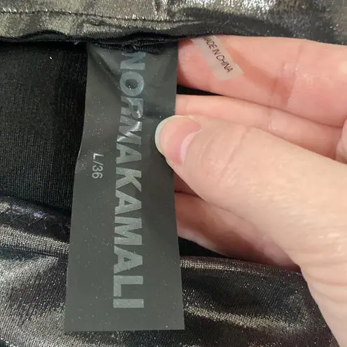 Norma Kamali Anthro gunmetal pencil pants metallized shiny disco size L
