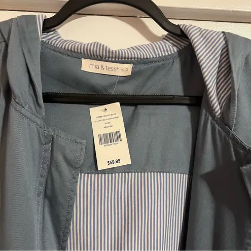 #08 MIA & TESS ARNOK SLATE BLUE LIGHTWEIGHT HOOD UTILITY JACKET SIZE MEDIUM NWT