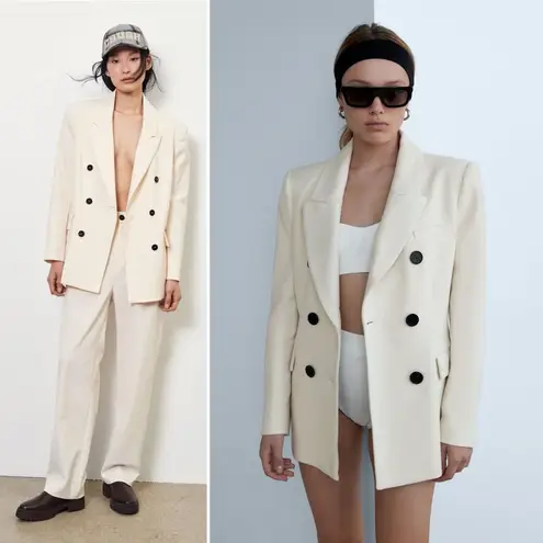 Isabel Marant Cotton Wool Blend Blazer Jacket in Ivory Size 42 (XL US) - Image 2