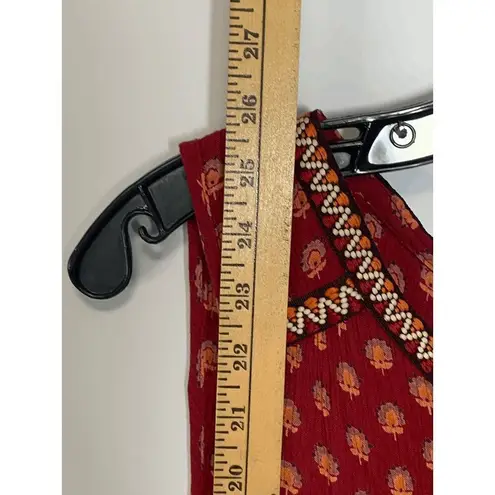 Patrons of Peace Women's Sangria Floral Embroidered Indian Tank Top Red Small