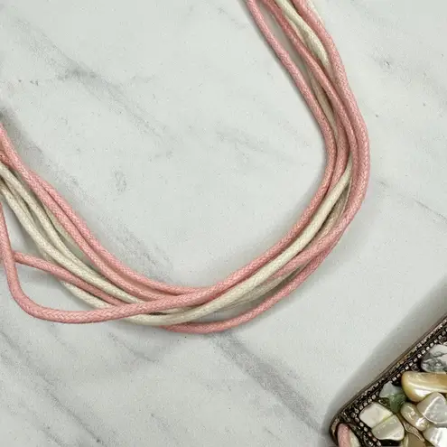 Womens Chunky Shell Chip Studded Tie Belt Boho Medium (M) Large (L) ✨ Pink