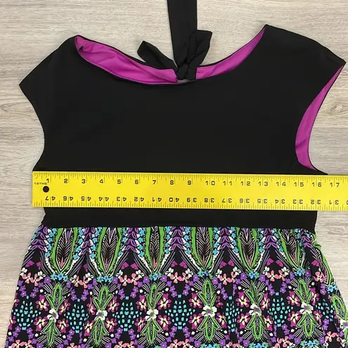 London Times Multicolor Cap Sleeve Above the Knee Dress Keyhole Back Size 10