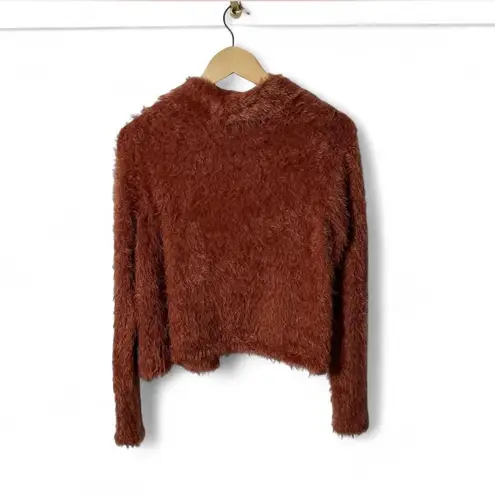LOGO By Lori Goldstein LOGO Lori Goldstein Rust Fuzzy Open Cardigan XS Cozy Fall Layering Sweater