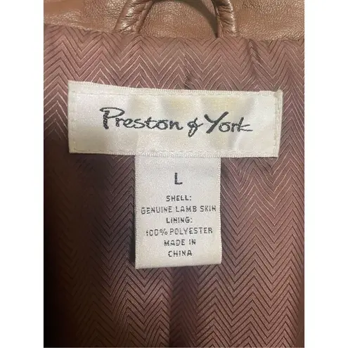 Preston & York  Women’s Lambskin Leather Jacket Brown Size L