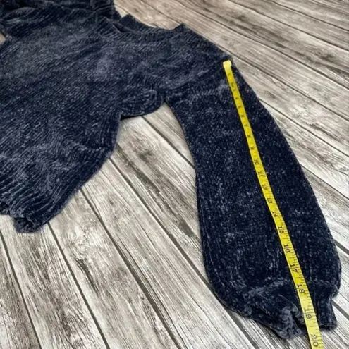 Unbranded Chenille Long Sleeved Dusty Blue Sweater with Scalloped Hem Small SM S