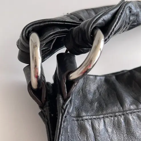 B Makowsky Huge Black Leather Multi Entry Shoulder Bag - Diaper Bag