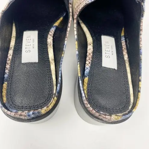 Steven New York Mules Womens 7 Leather Snakeskin Deandra Slip On Bright New Purple