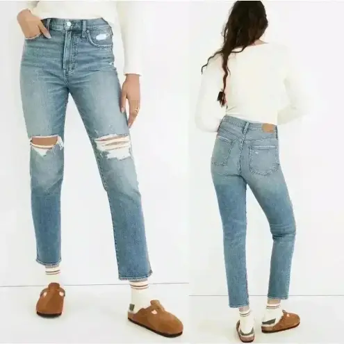 Madewell  The Perfect Vintage Jeans Denman Wash Blue Distressed Ripped Size 26