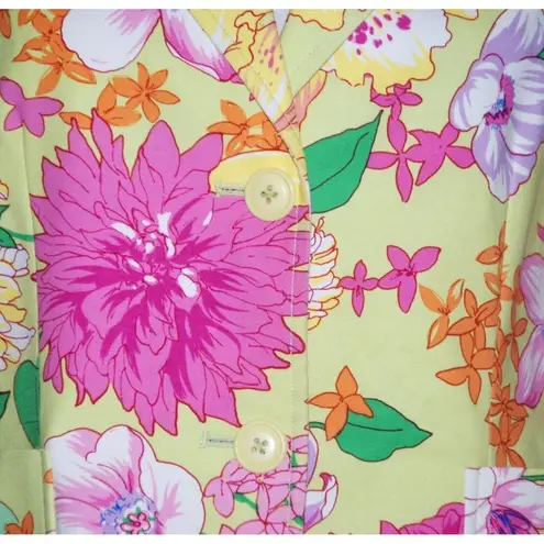 Rafaella Bold Bright Floral Bolero Crop Jacket Size 12 Office Career 3/4 Sleeve