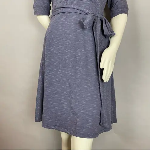 Toad & Co Dress Cue Wrap Style Organic Cotton Tencel Spandex Medium Tie Waist Purple