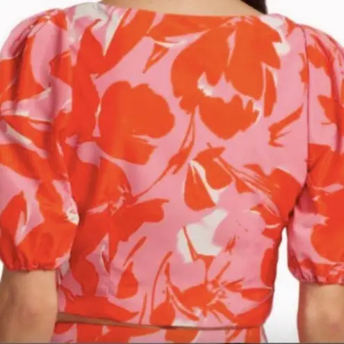 Monique Lhuillier ML Printed Taffeta Crop Top 10