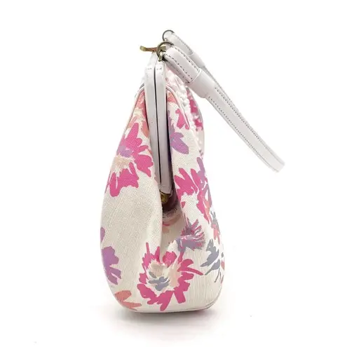 Vintage Magid Beaded Floral Clutch Purse White Pink Purple w Coin Pouch Beaded