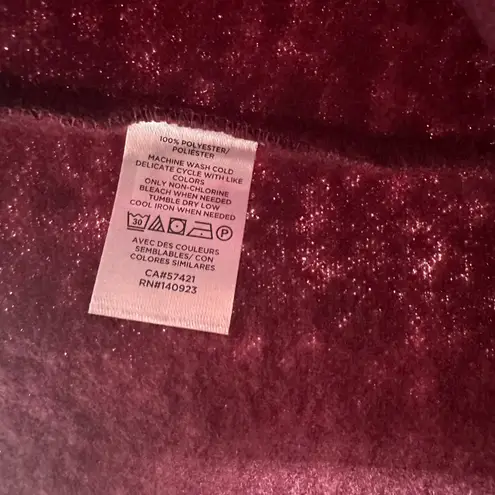 Loft  Size Large Sweater Red Fleece Pullover 1/4 Snap Long Sleeve Outerwear NWT‎