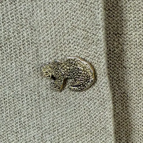 90s Vintage | Beige Wool Long line Cardigan Sweater Unique Gold Buttons | Small