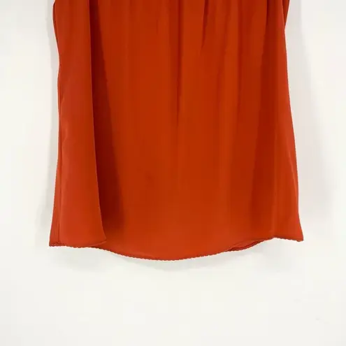 Elie Tahari Silk Tank with Wooden Detail Burnt Orange Small