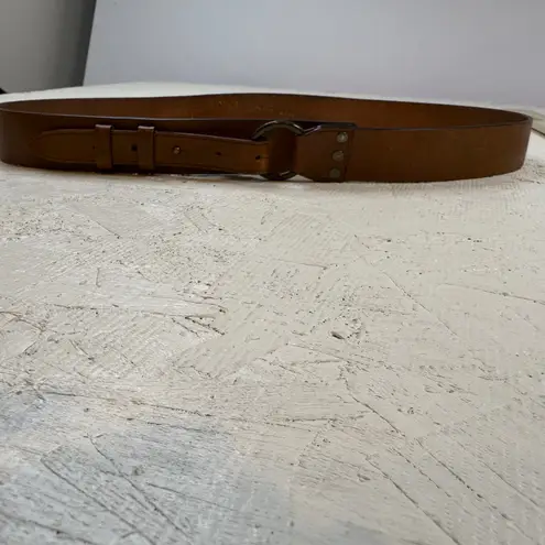 Womens Brown Leather Belt O Ring Buckle Casual Fashion Accessory