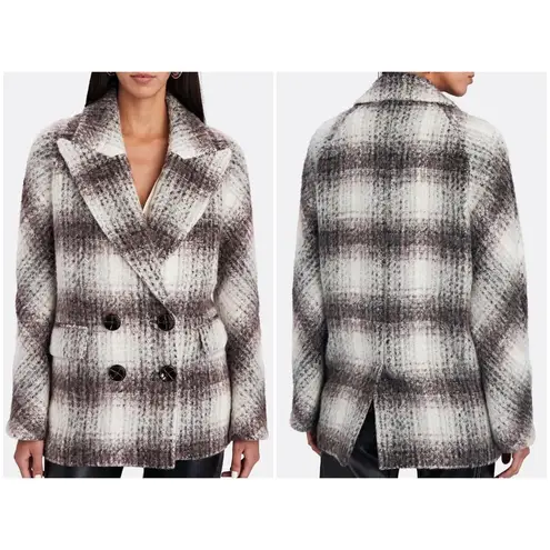Veronica Beard 💕💕 Deena Plaid Double-Breasted Dickey Coat ~ Bordeaux Large NWOT