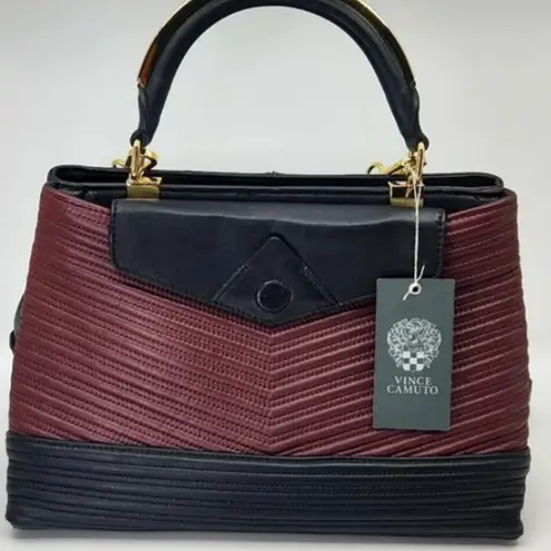 Vince Camuto  Black and Black Cherry Satchel Bag with shoulder strap