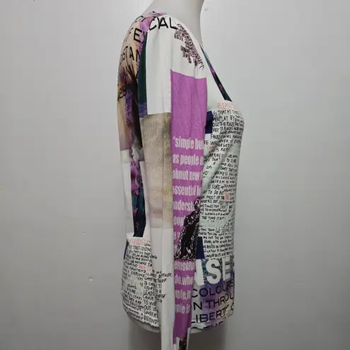 Cartise Graphic Print Long Sleeve Top – Medium Y2K Artsy Streetwear Black