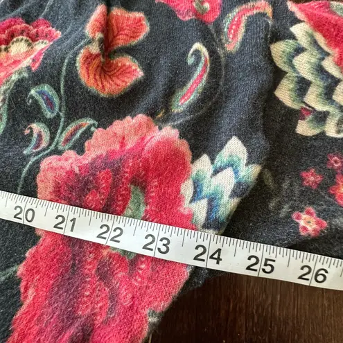 Johnny Was Floral Multicolor Patterned Long Sleeve Hooded Cardigan Sweater M