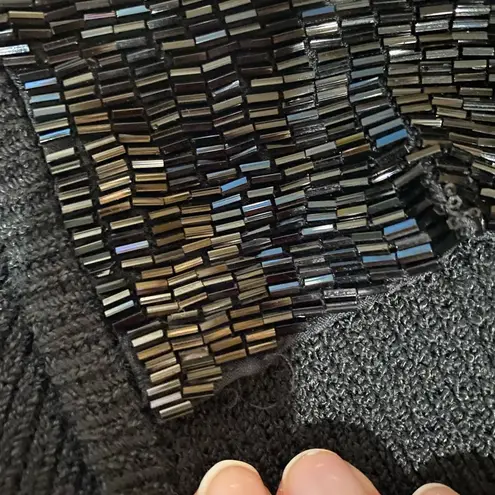 St. John Vintage Black Beaded Santana Knit Jacket Cardigan sz Small