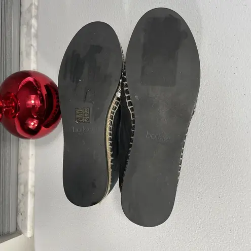 Botkier Black Leather SLOAN Rhinestone embellish Espadrilles Flat Shoes Women 6M