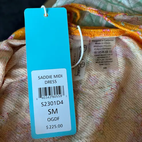 Beach Bunny Saddie bikini cover-up orange floral midi dress size S small NWT