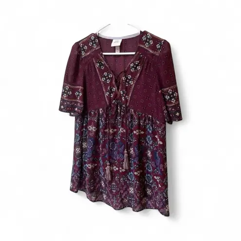 Knox Rose  Boho Floral Tunic Blouse Women’s Small