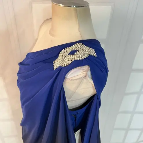 JS Boutique NWT Blue Ombre One Shoulder Lined Mini Cocktail Dress Size 6