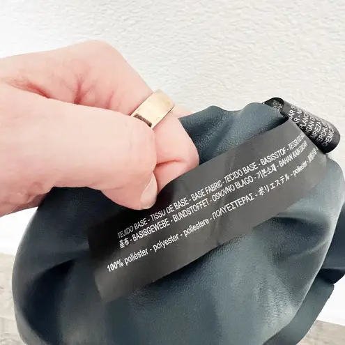 ZARA [] Knit Size Large L Teal Blue Faux Leather High Waisted Paperbag Mini Skirt