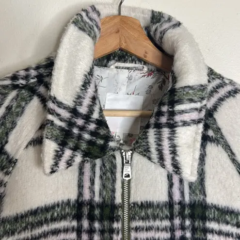 Avec Les Filles Womens Size XL Zip Front Plaid Raglan Zip Shacket New NWOT