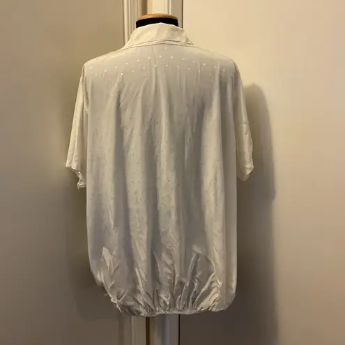 1. Nicole Club Collared White 3 Button Top With Elastic Waist Short Sleeve SZ L Size L