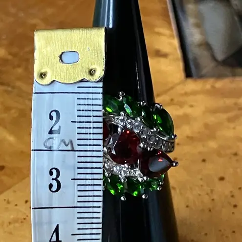 Vermelho Red Garnet Chrome Diopside Sterling Silver Cocktail Ring Size 6