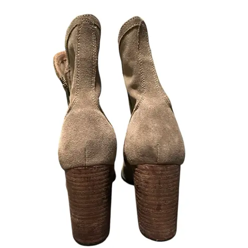 Seychelles Lori Penny Double Zip Heeled Bootie Women's 10 Taupe Leather