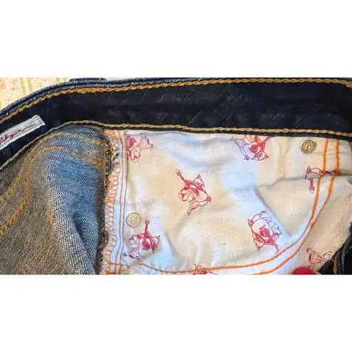 True Religion  Becky Jeans Womens Size 32" Blue Bootcut Dark Wash Distressed