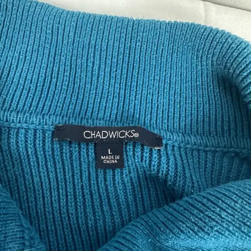 Chadwick's  Women's Blue Cowl Neck Long Sleeved Sweater Size L