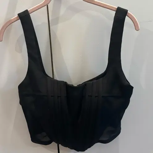 Black corset crop top with mesh insets, size M Size M