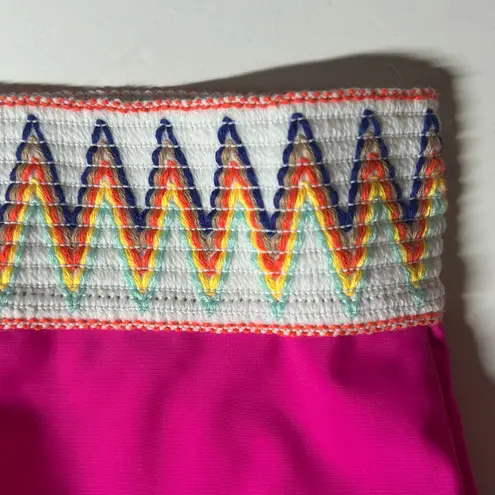 Aimage Women's High Waist Two Piece Bikini Set Aztec Swimsuit Pink L Large NEW