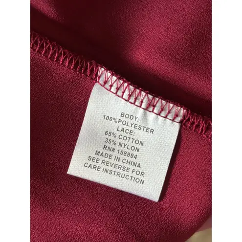 Eve & Maddie Womens Tank Wine Burgundy Lace Mock Neck Size XL Red