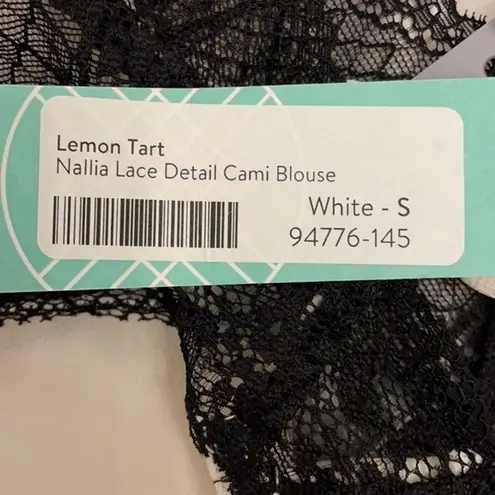 Lemon Tart Stitch Fix Black White Camisole Lace Blouse Womens Small NEW