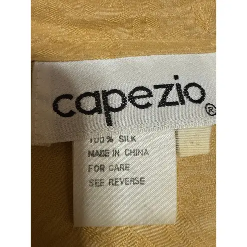 Capezio Vintage Yellow 100% Silk Paisley Long Sleeve Button Down Shirt Top Sz M