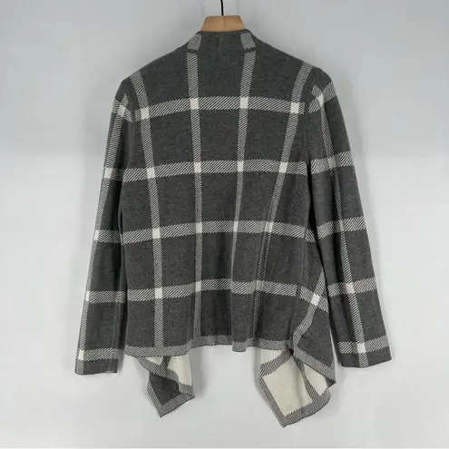 Chico's ‎ Reversible Windowpane-Print Cardigan Draped Open Front Long Sleeve - Image 8