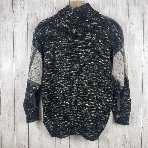 Vintage Fabe Turtleneck Sweater Womens M Black Gray Patchwork Grandpa Eclectic Size M