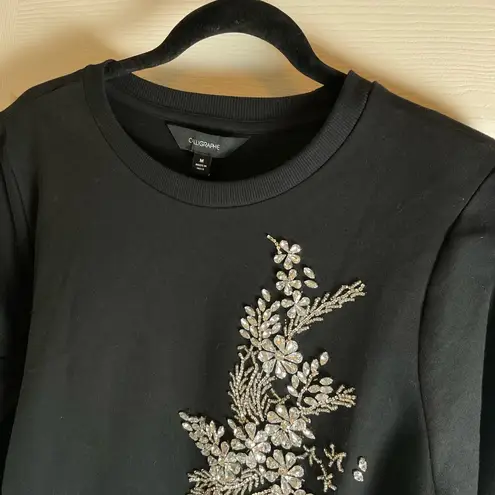 Calligraphie Woman’s Black Sweatshirt with White Hem size medium