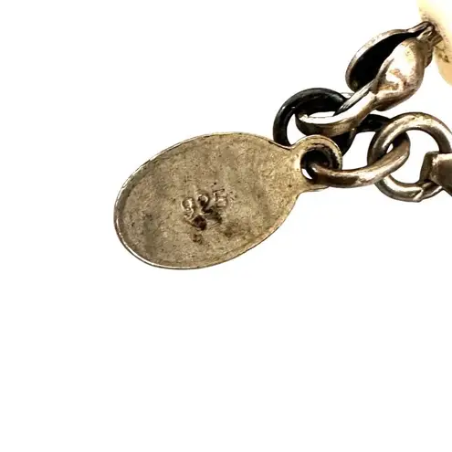 Vintage Donna Dressler White Art Glass Mother of Pearl Beaded Necklace