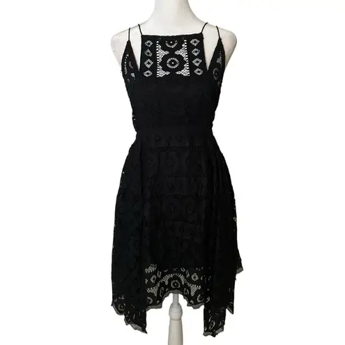Free People  Just Like Honey black lace sleeveless mini dress size 0