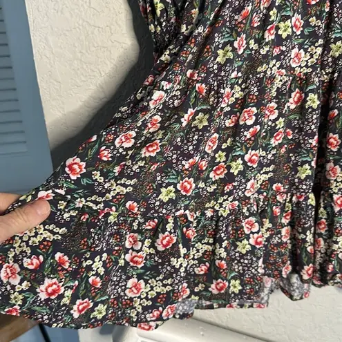 O'Neill O’Neill Floral Dresss Smocked Waist Long Sleeve Large Casual Boho Vacation Beach