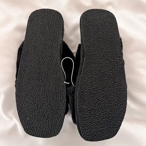 BP Cross Strap Faux Fur Slipper