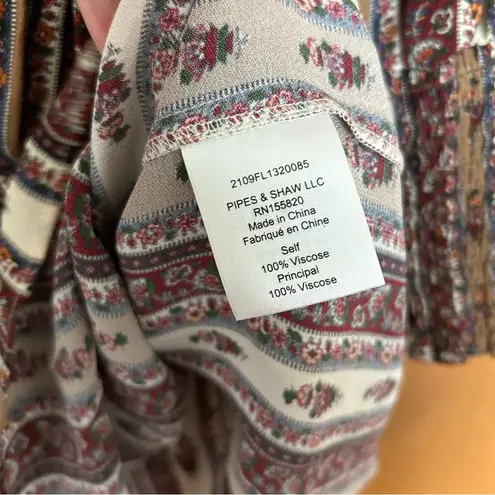 Veronica Beard Chateau Stripe-Floral Long Sleeve Mini Dress in Ecru Size 2 Boho